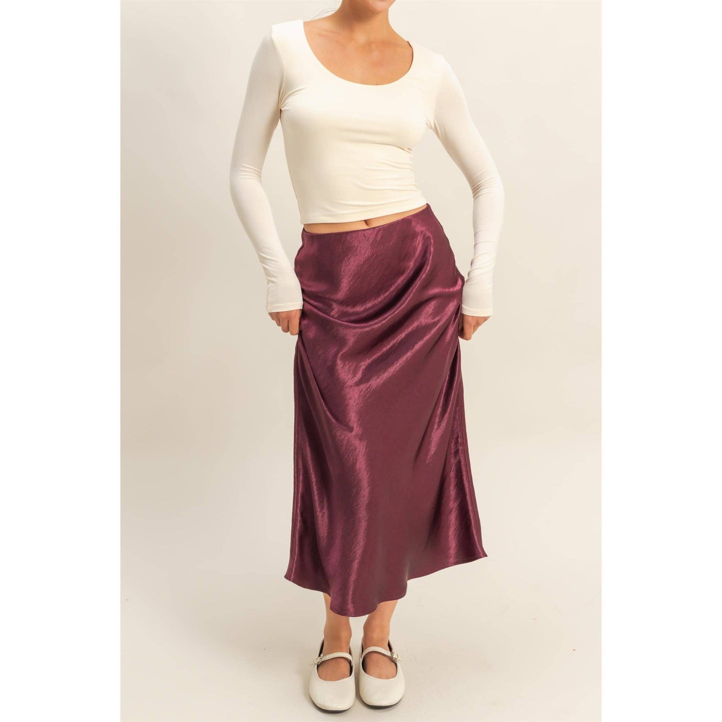 Dana Satin Midi Skirt