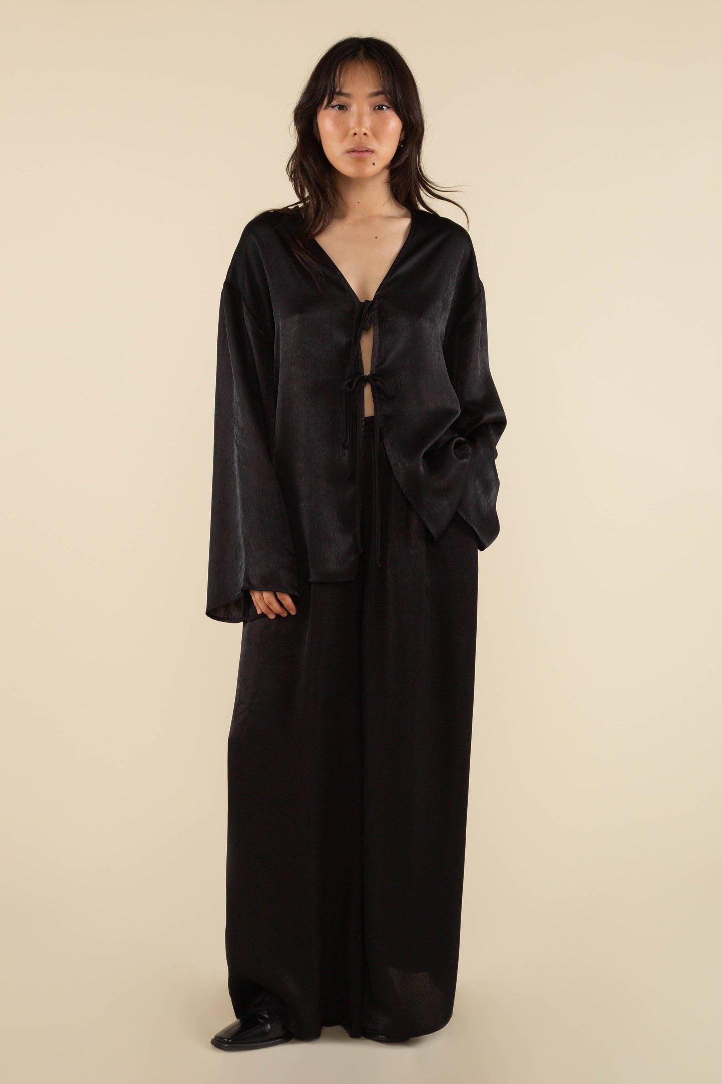 Florence Flowy Tie Front Top
