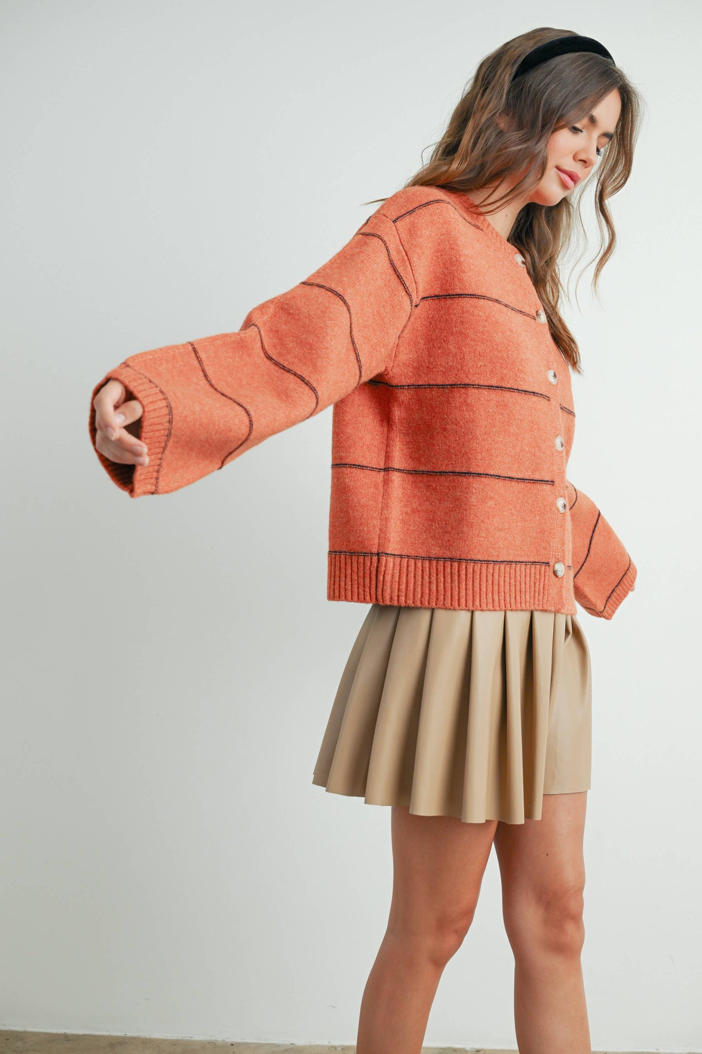 Lola Button Front Striped Cardigan