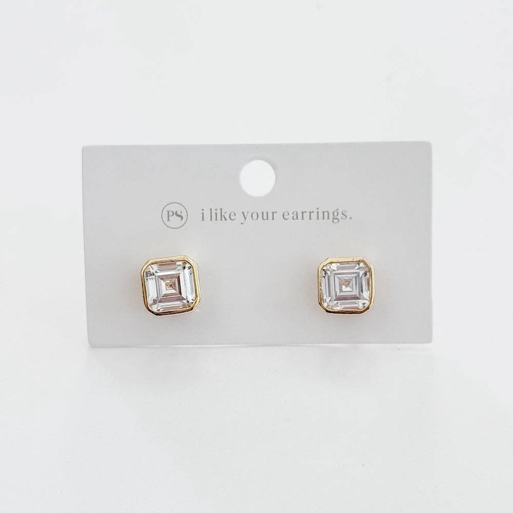 Bezel Diamond Stud Earrings | Waterproof Jewelry