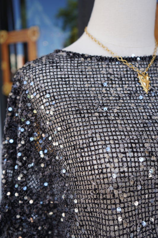 Rena Sequin Mesh Top