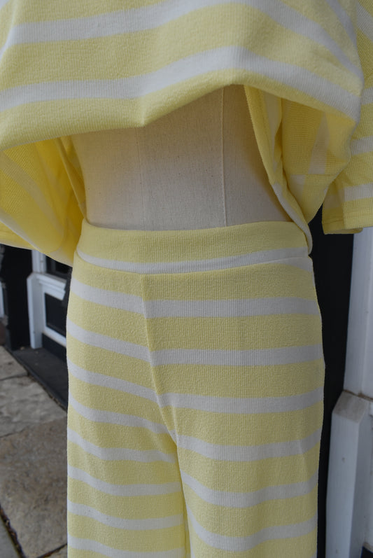 Lemon Striped High-Waisted Flare Pants