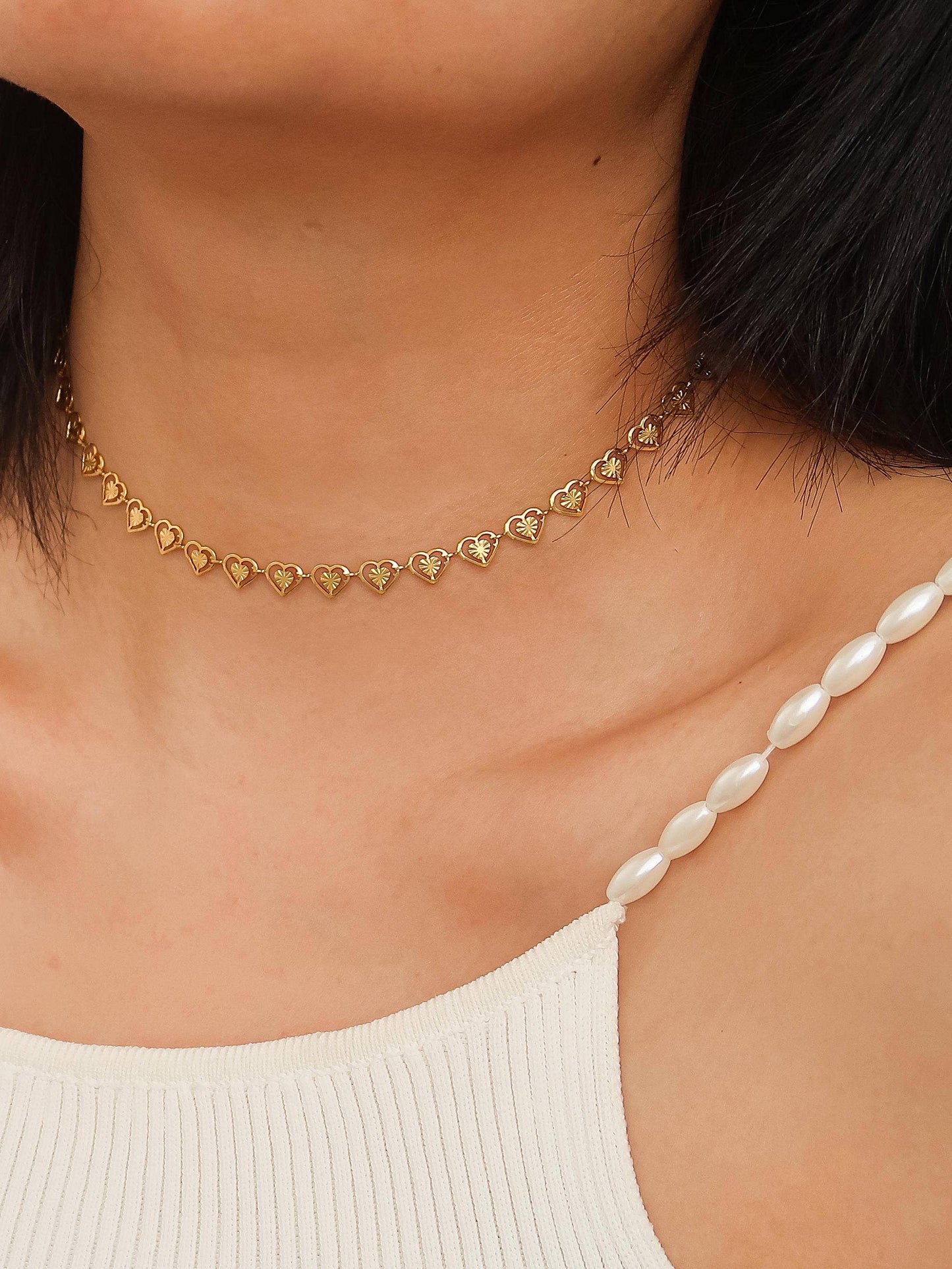 Agathe Dainty Heart Choker | Waterproof Jewelry