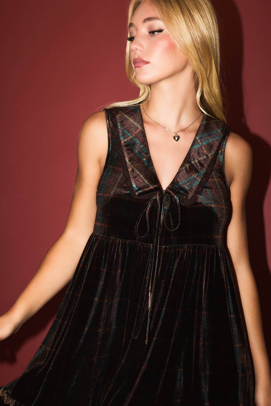 Gigi Plaid Velvet Mini Dress