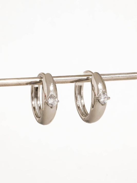Dazzle Solitaire Hoop Earrings | Waterproof Jewelry