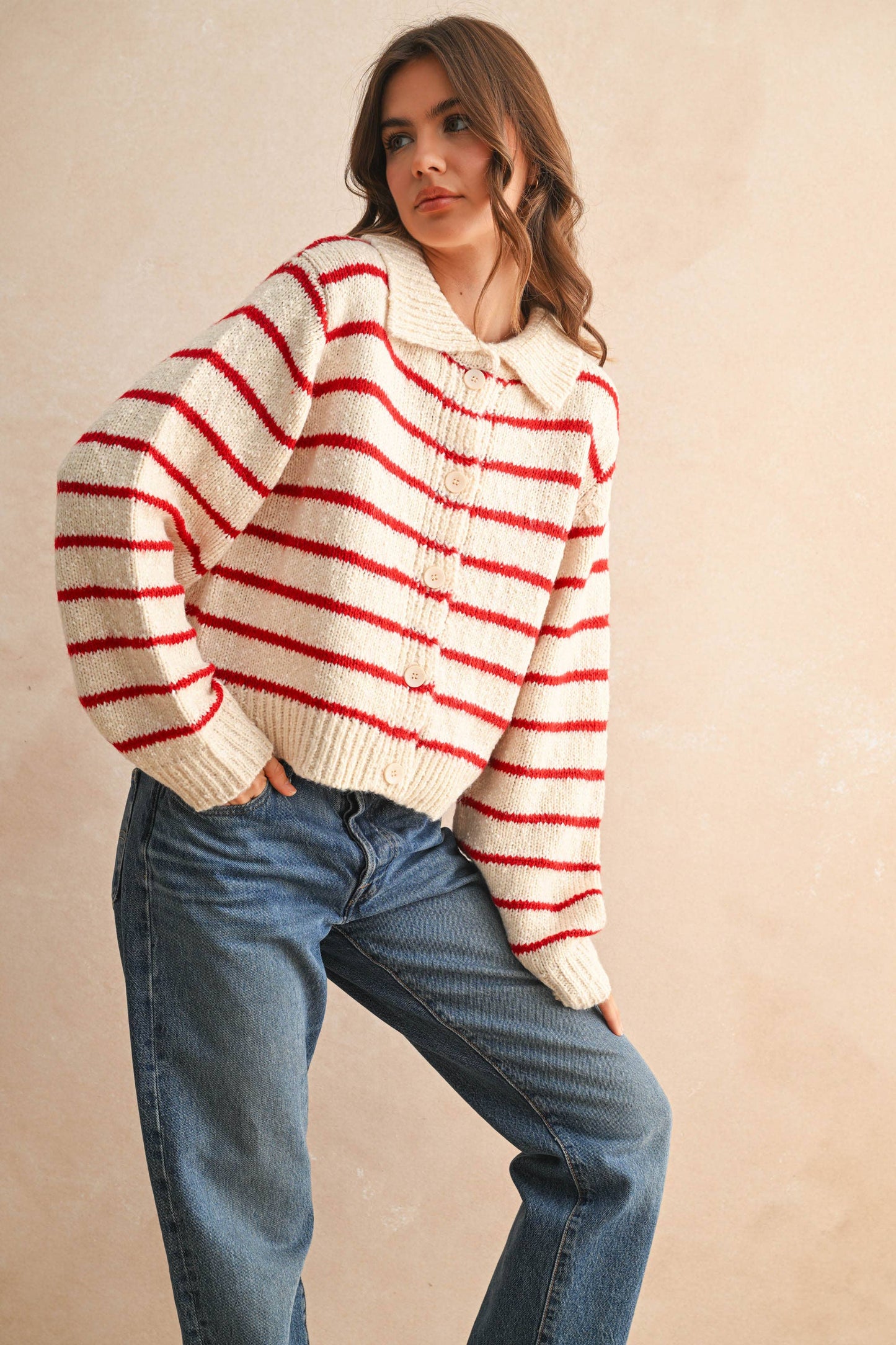 Fran Striped Button Cardigan