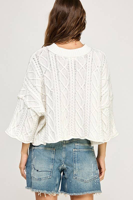 Frida Short Sleeve Cable Sweater