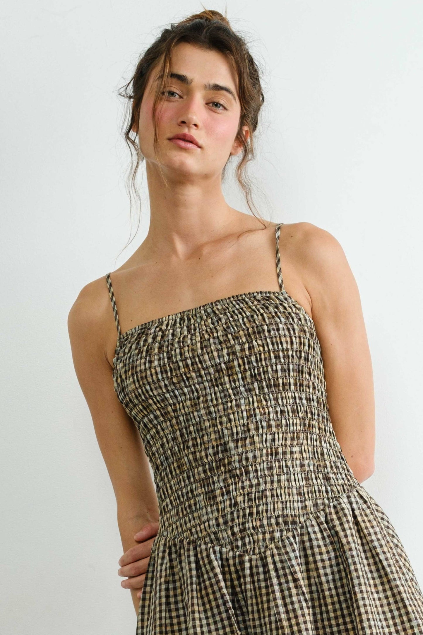 Phoebe Gingham Smocked Midi Dress