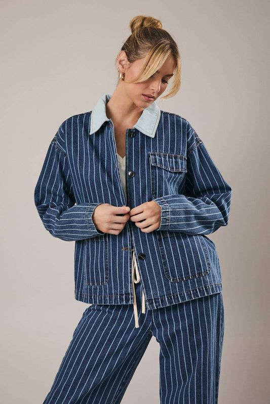 Joni Stripe Denim Barn Jacket