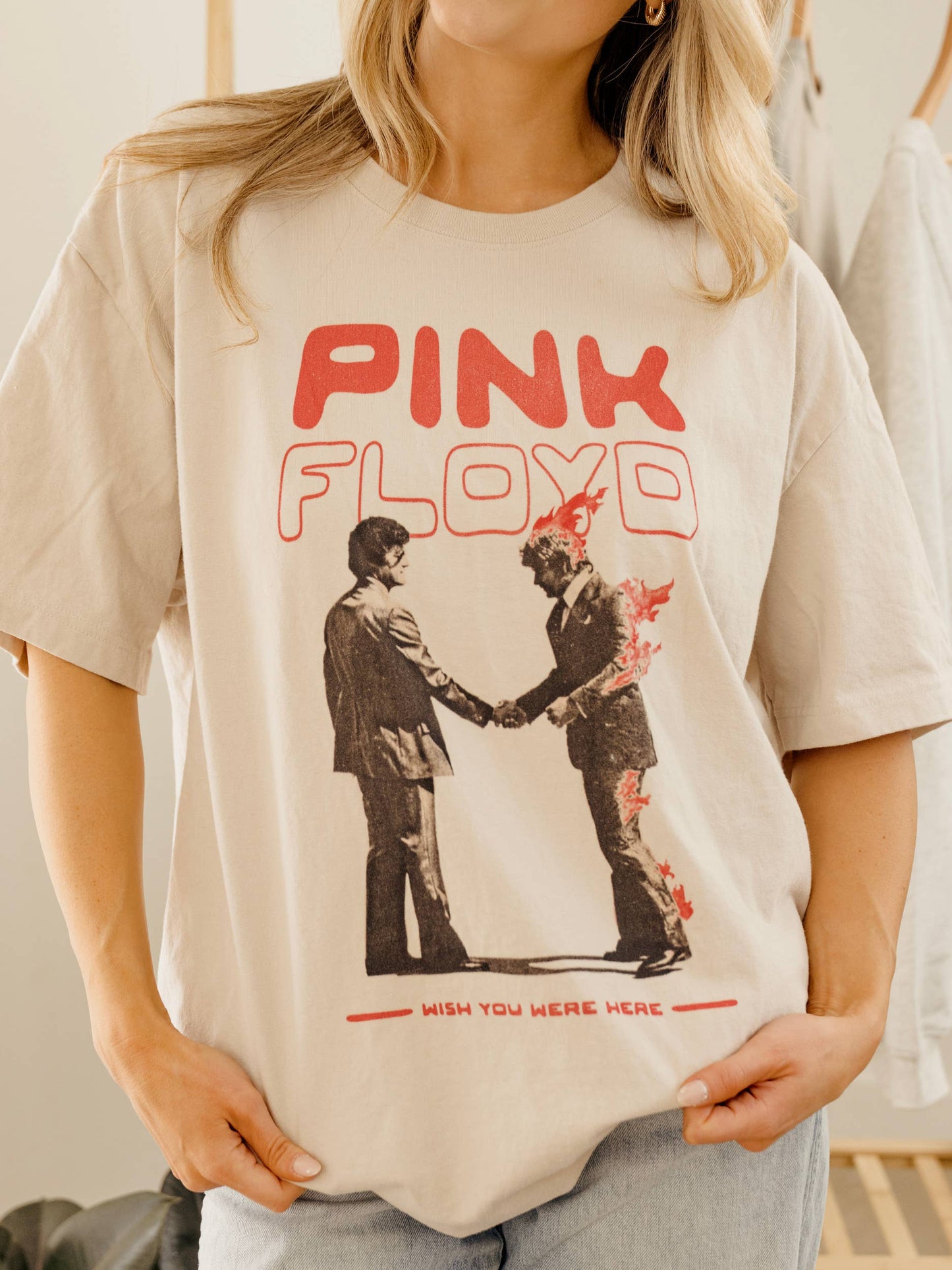 Pink Floyd Wish You Were Here Off White Heavyweight Tee