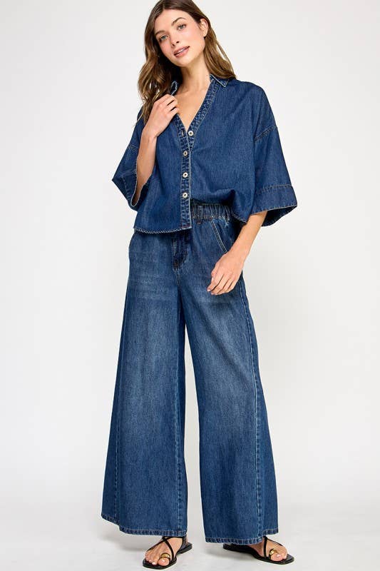 Angie Drawstring Wide Leg Jeans