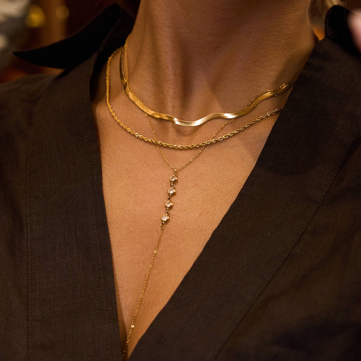 Zircon Lariat Necklace | Waterproof Jewelry