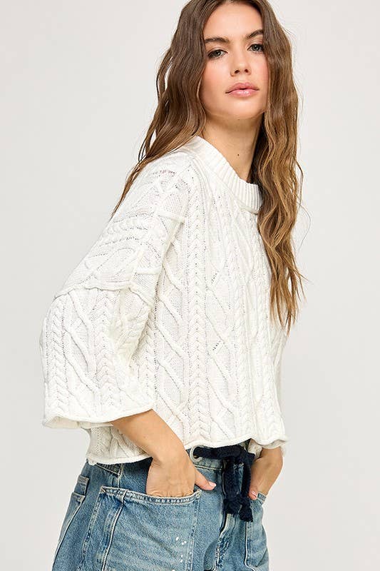 Frida Short Sleeve Cable Sweater