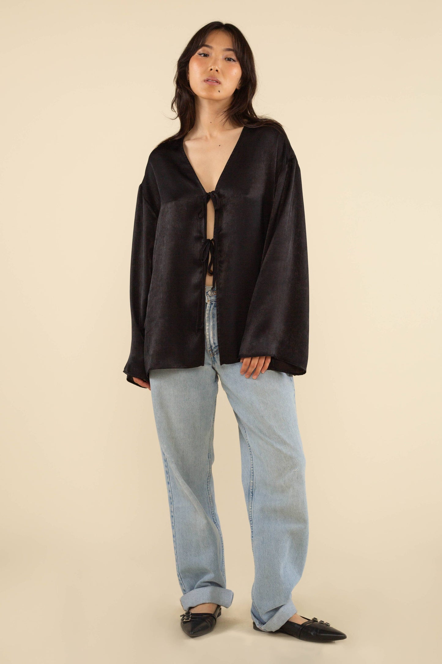 Florence Flowy Tie Front Top