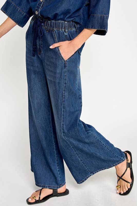 Angie Drawstring Wide Leg Jeans