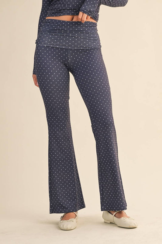 Mable Polka Dot Soft Knit Flare Pants