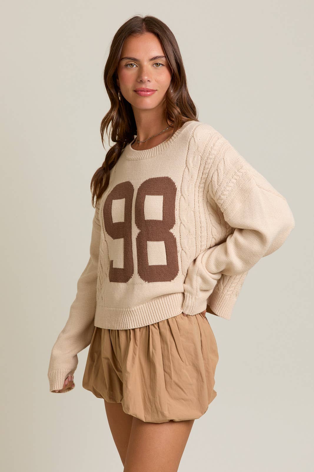 Addie Jersey Cable Knit Sweater