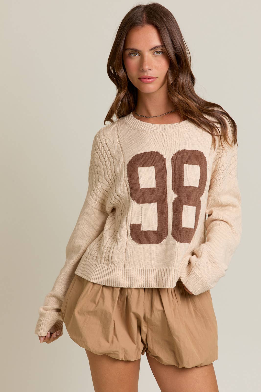 Addie Jersey Cable Knit Sweater