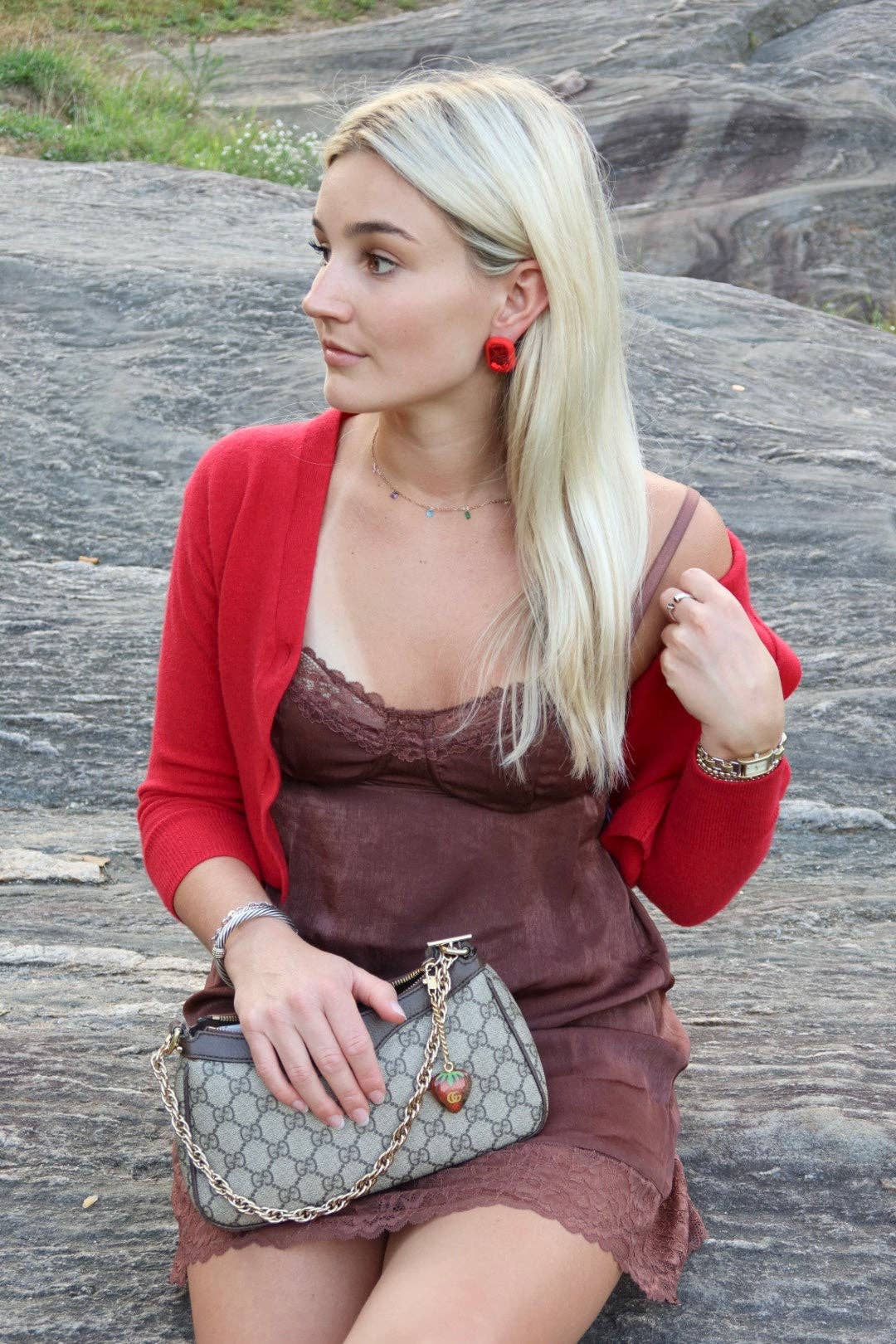 Eva Statement Earring - Red Rectangle