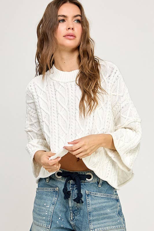 Frida Short Sleeve Cable Sweater