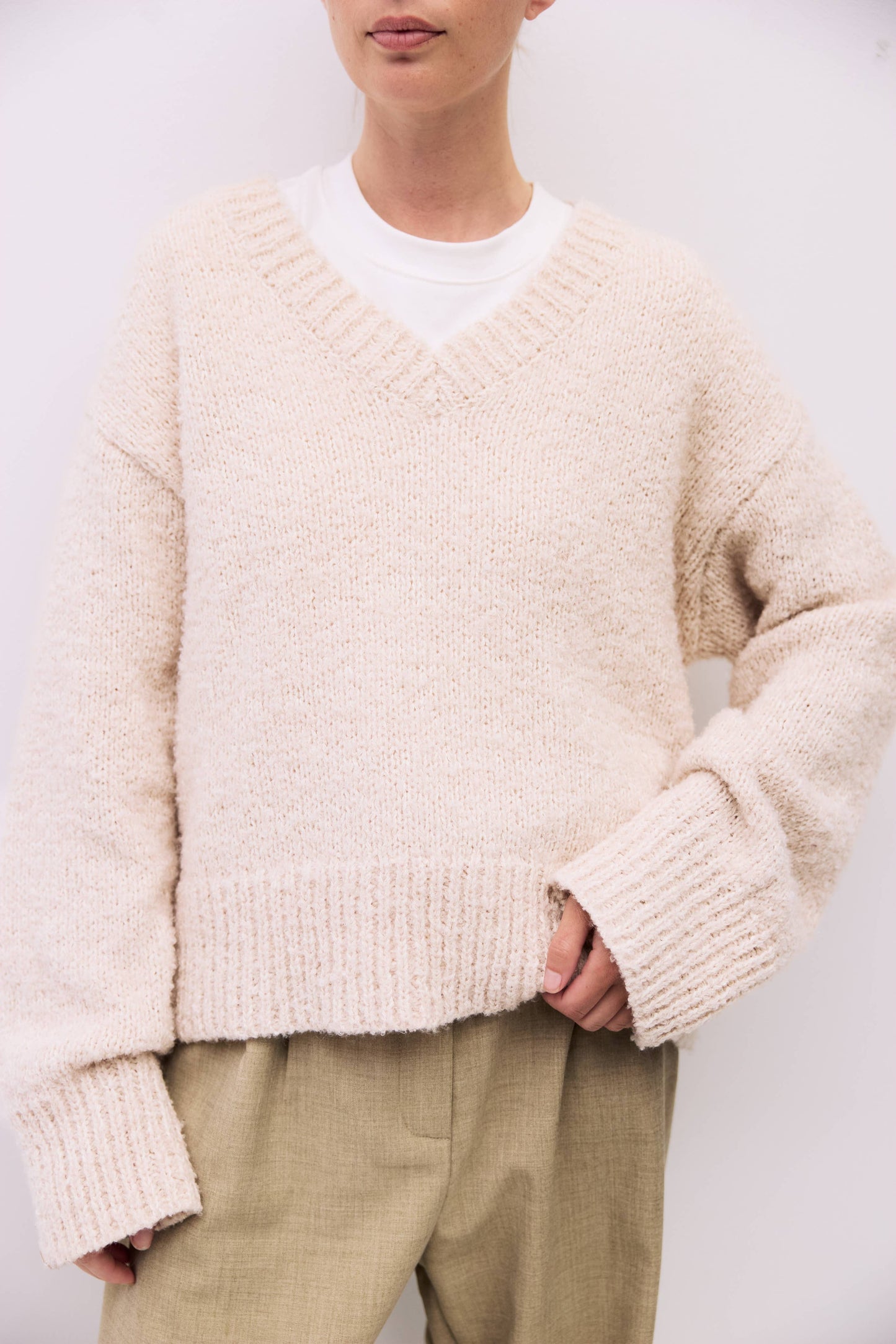 Reed V-Neck Boucle Sweater