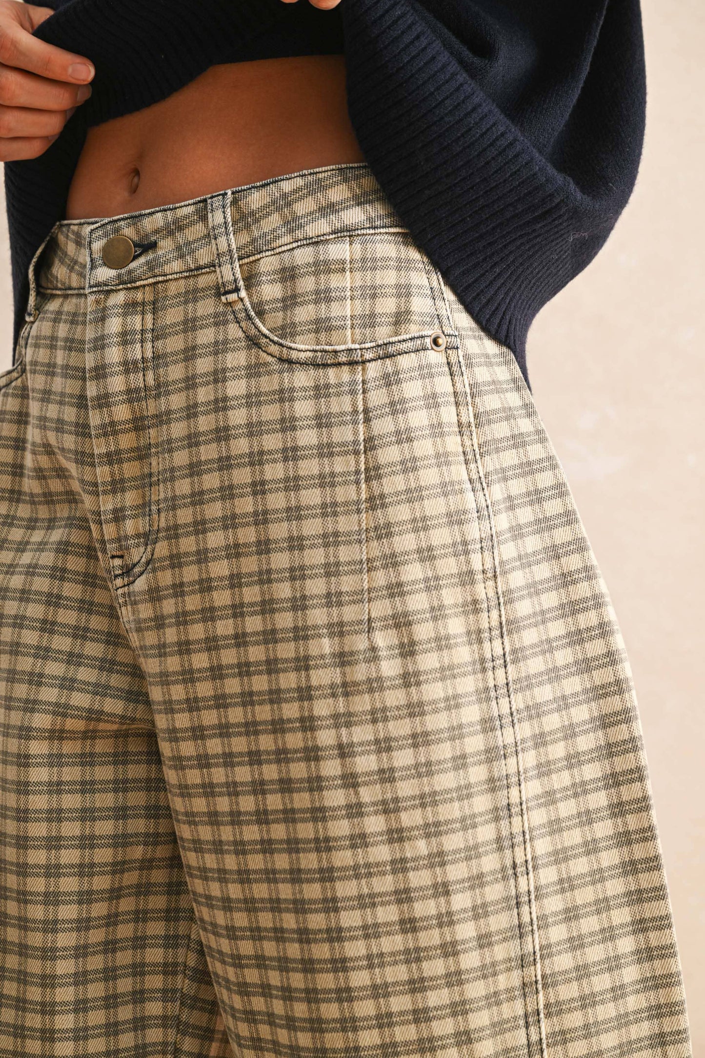 Ginger Gingham Barrel Pants