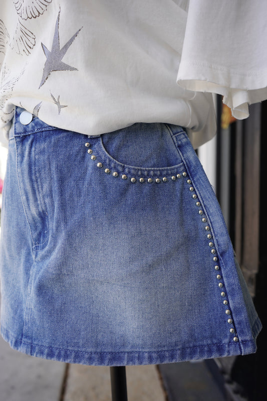 Meg Studded Denim Skort