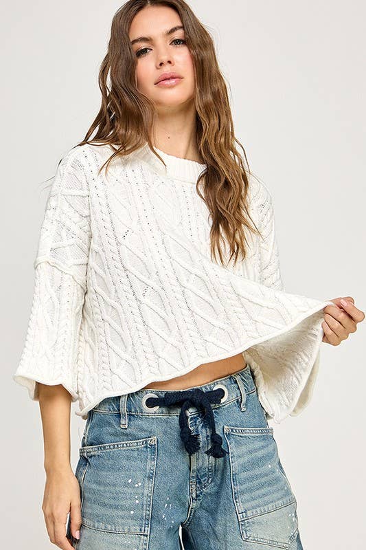 Frida Short Sleeve Cable Sweater