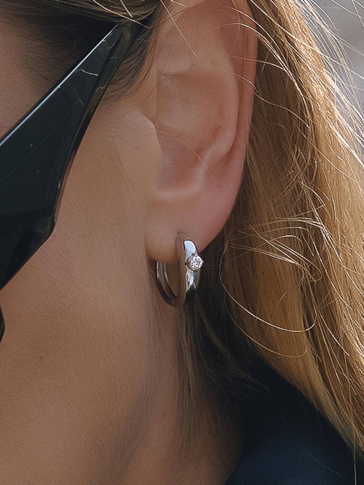 Dazzle Solitaire Hoop Earrings | Waterproof Jewelry