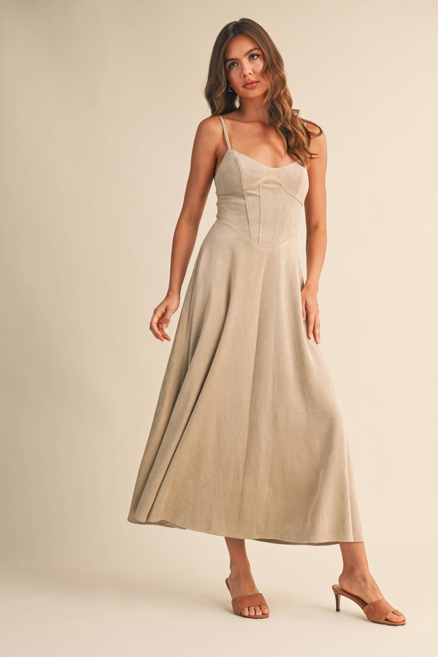 Sadie Suede Corset Midi Dress