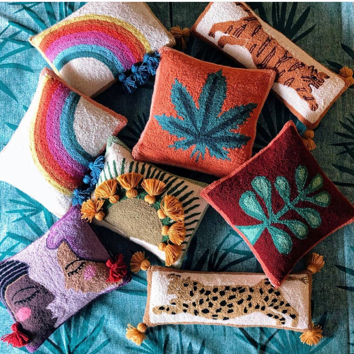 Tiger with Tassels Hook Pillow by Jungalow