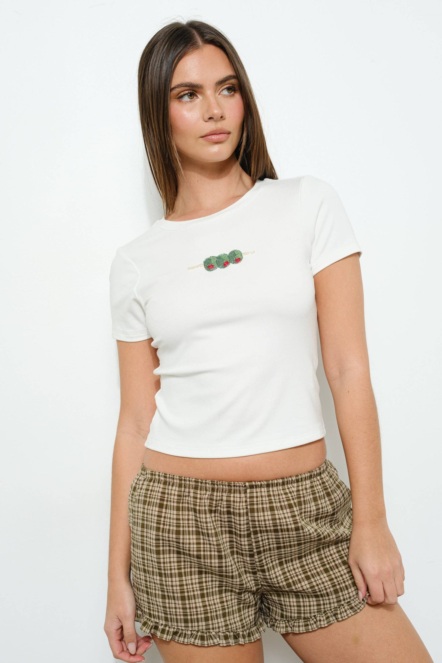 Olive Beaded Tee