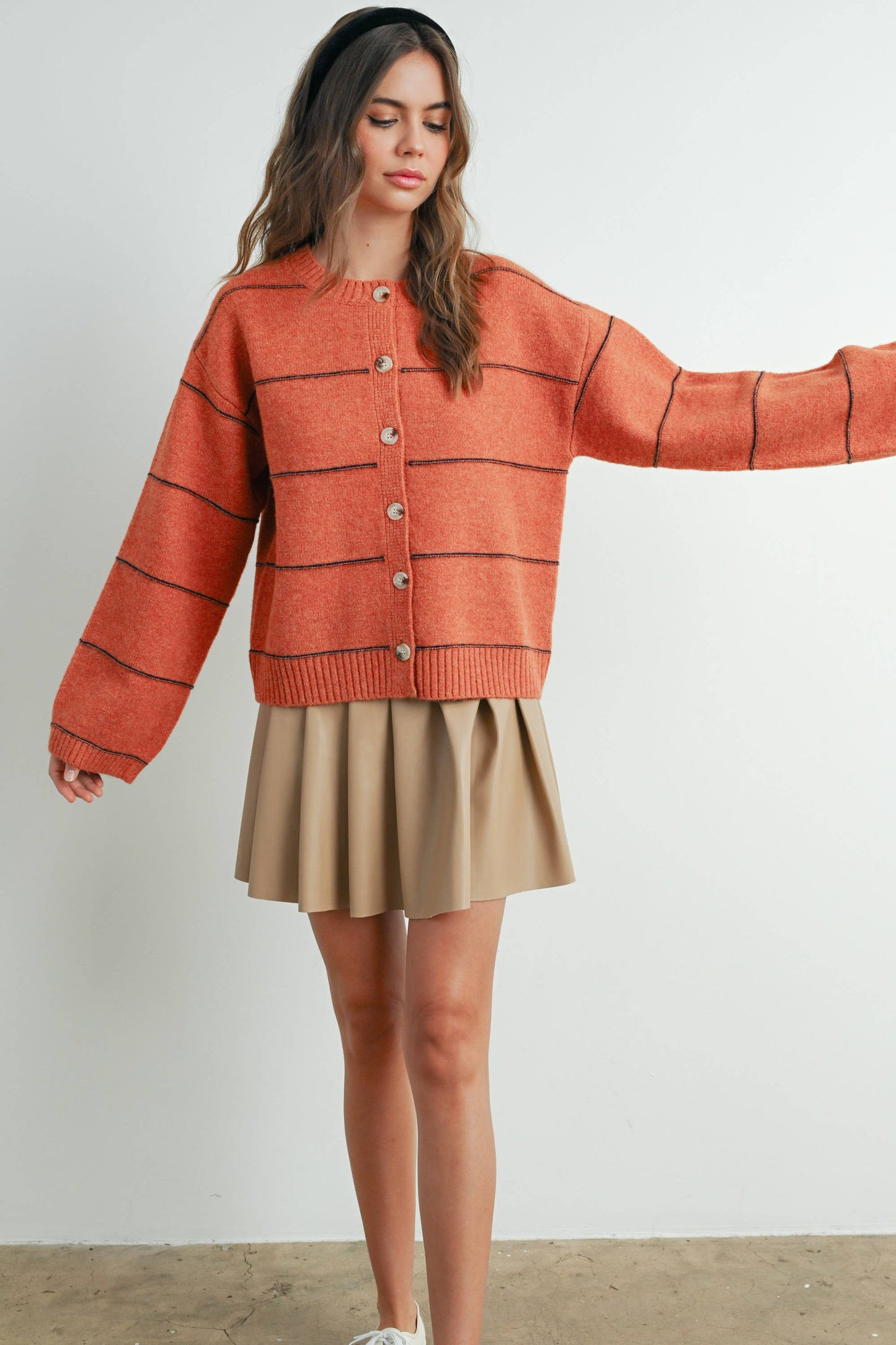 Lola Button Front Striped Cardigan