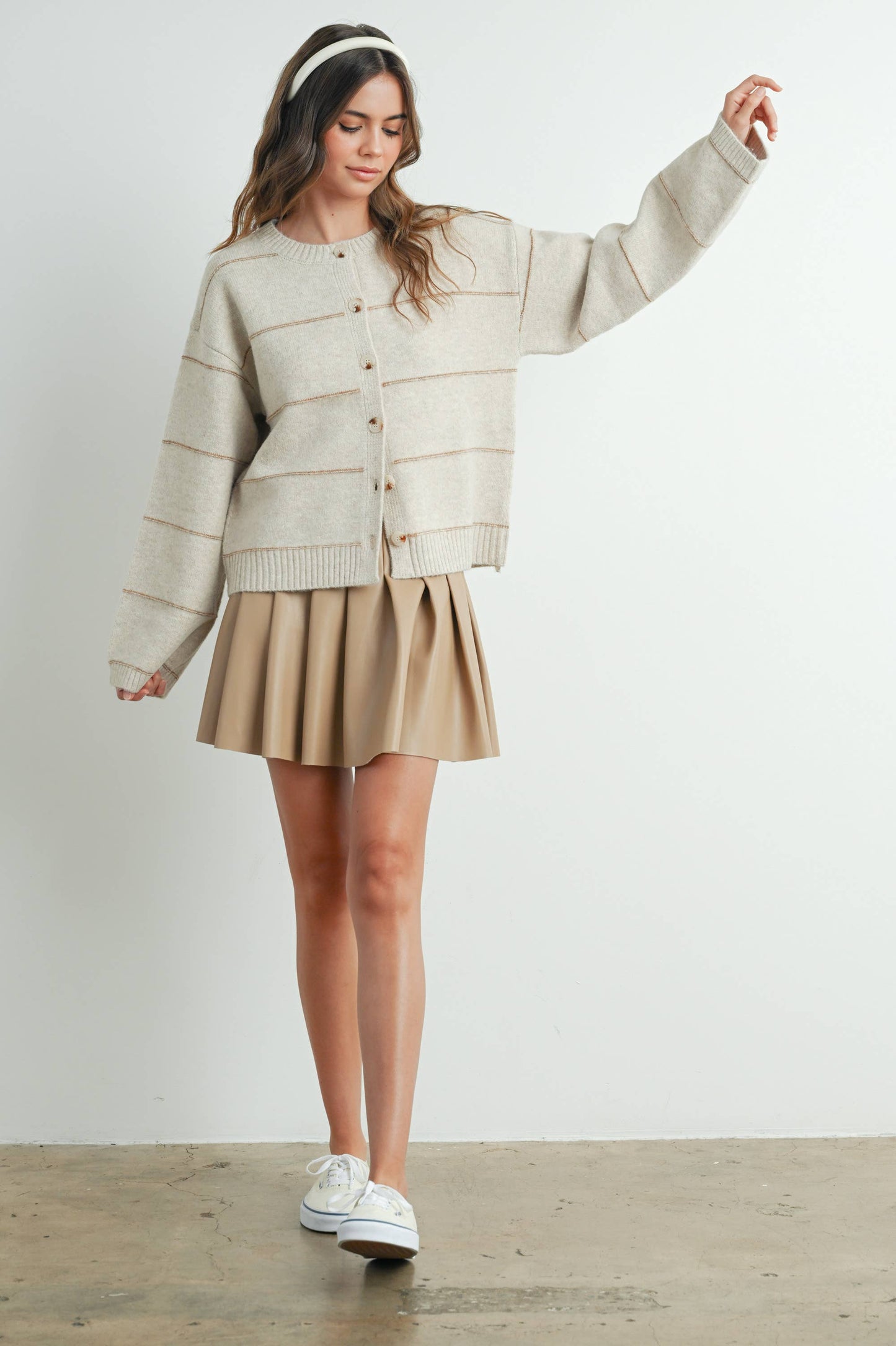 Lola Button Front Striped Cardigan