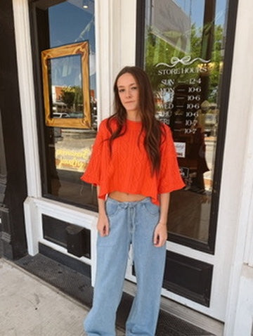Frida Short Sleeve Cable Sweater