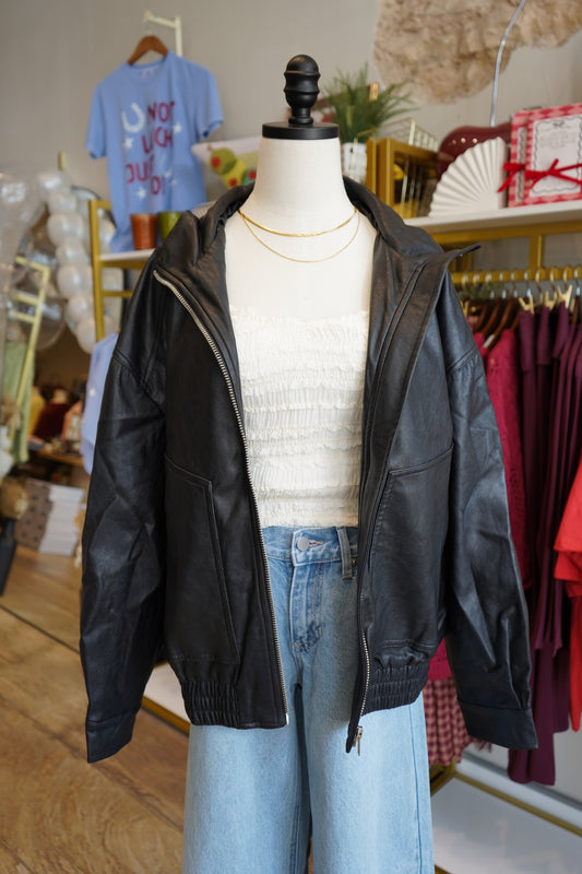 Harper Oversized Leather Jacket