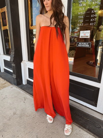 Gina Strapless Flowy Jumpsuit