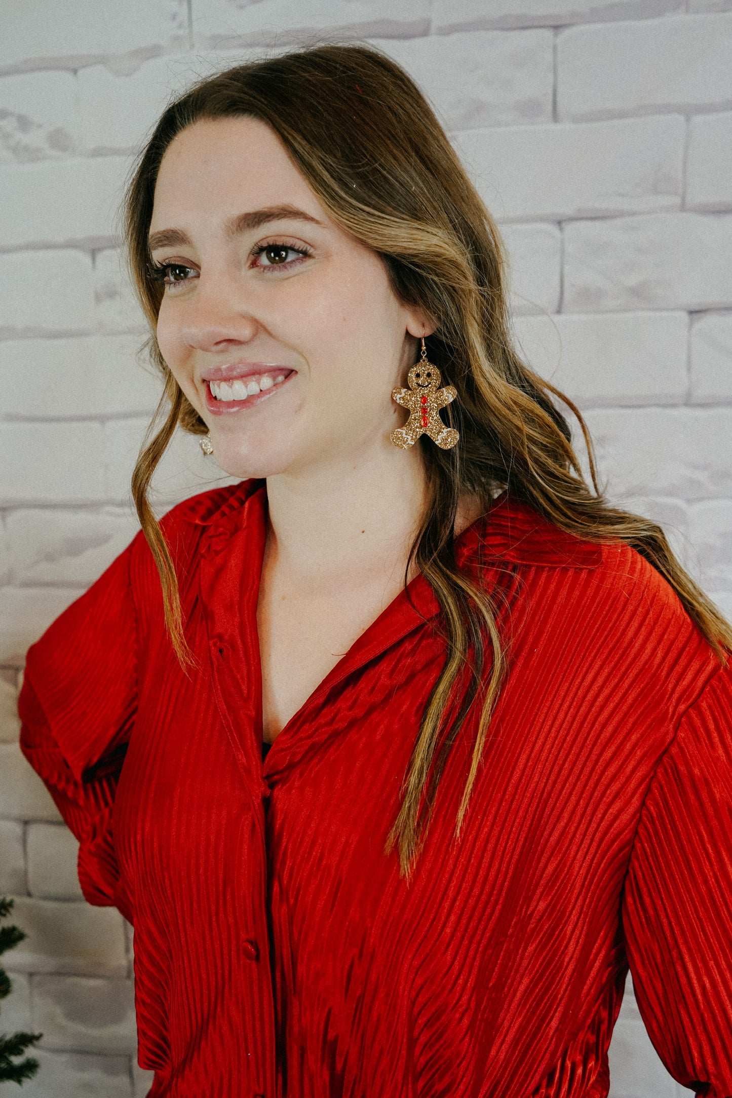 Sparkly Gingerbread Man Earrings