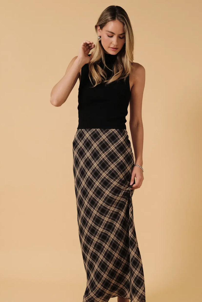 Naomi Plaid Midi Skirt