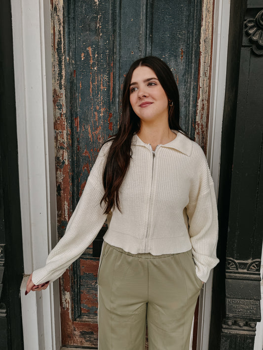 Heather Zip Up Cardigan