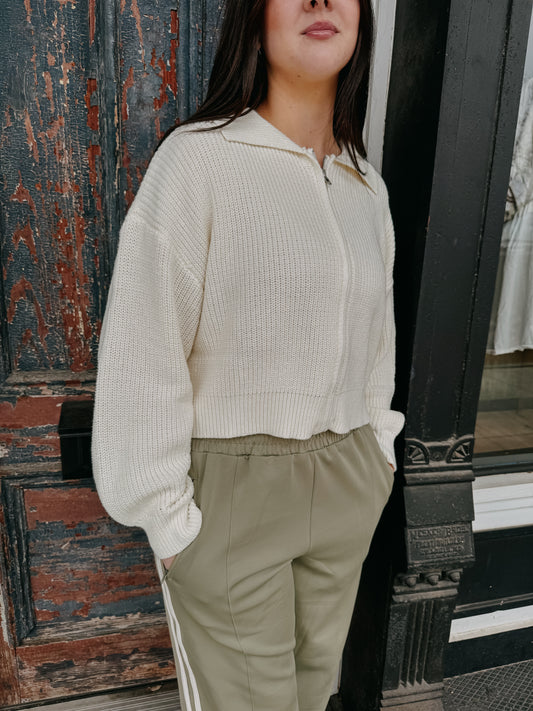 Heather Zip Up Cardigan