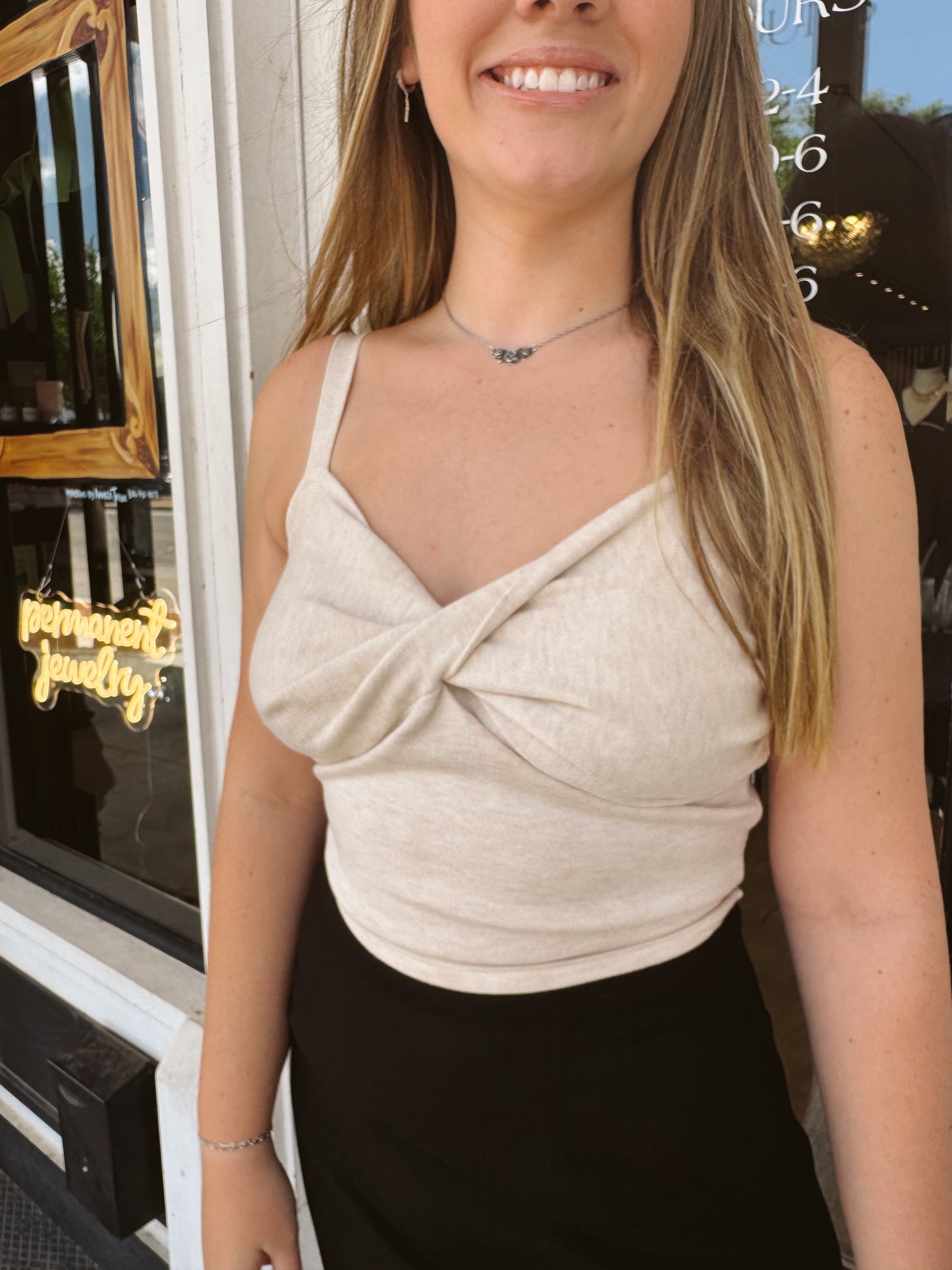 Kimberly Front Twist Knit Cami