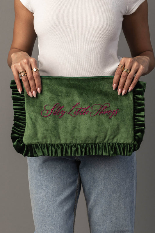 Velvet Ruffle Travel Pouch