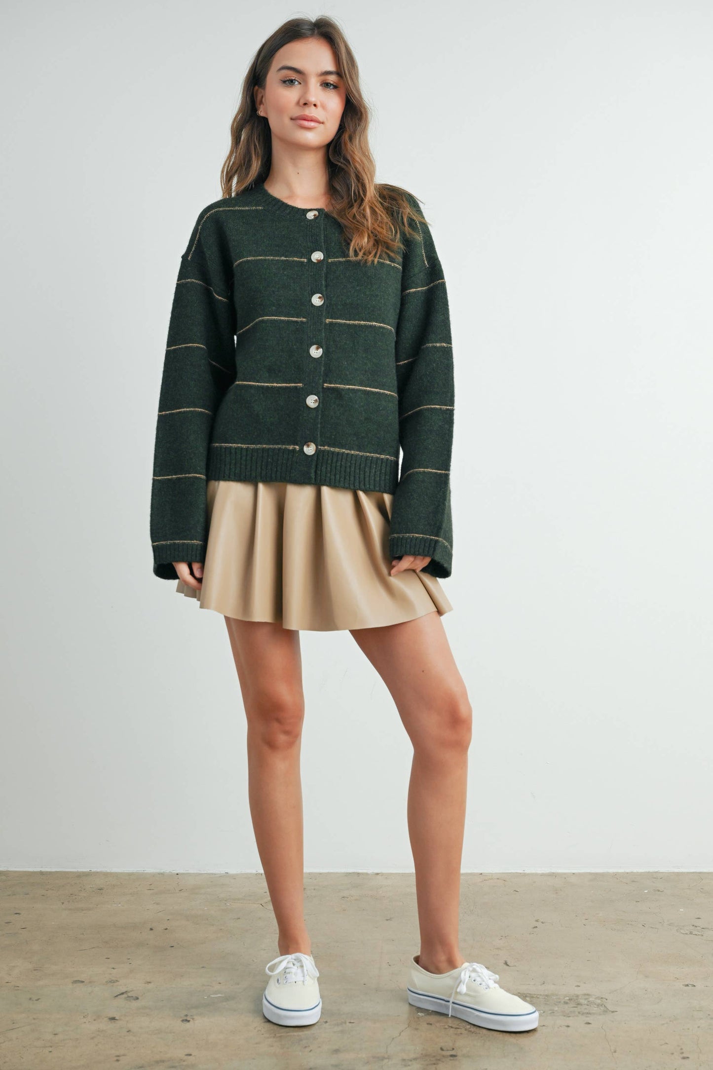 Lola Button Front Striped Cardigan