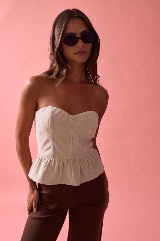 Faye Strapless Corset Peplum Top