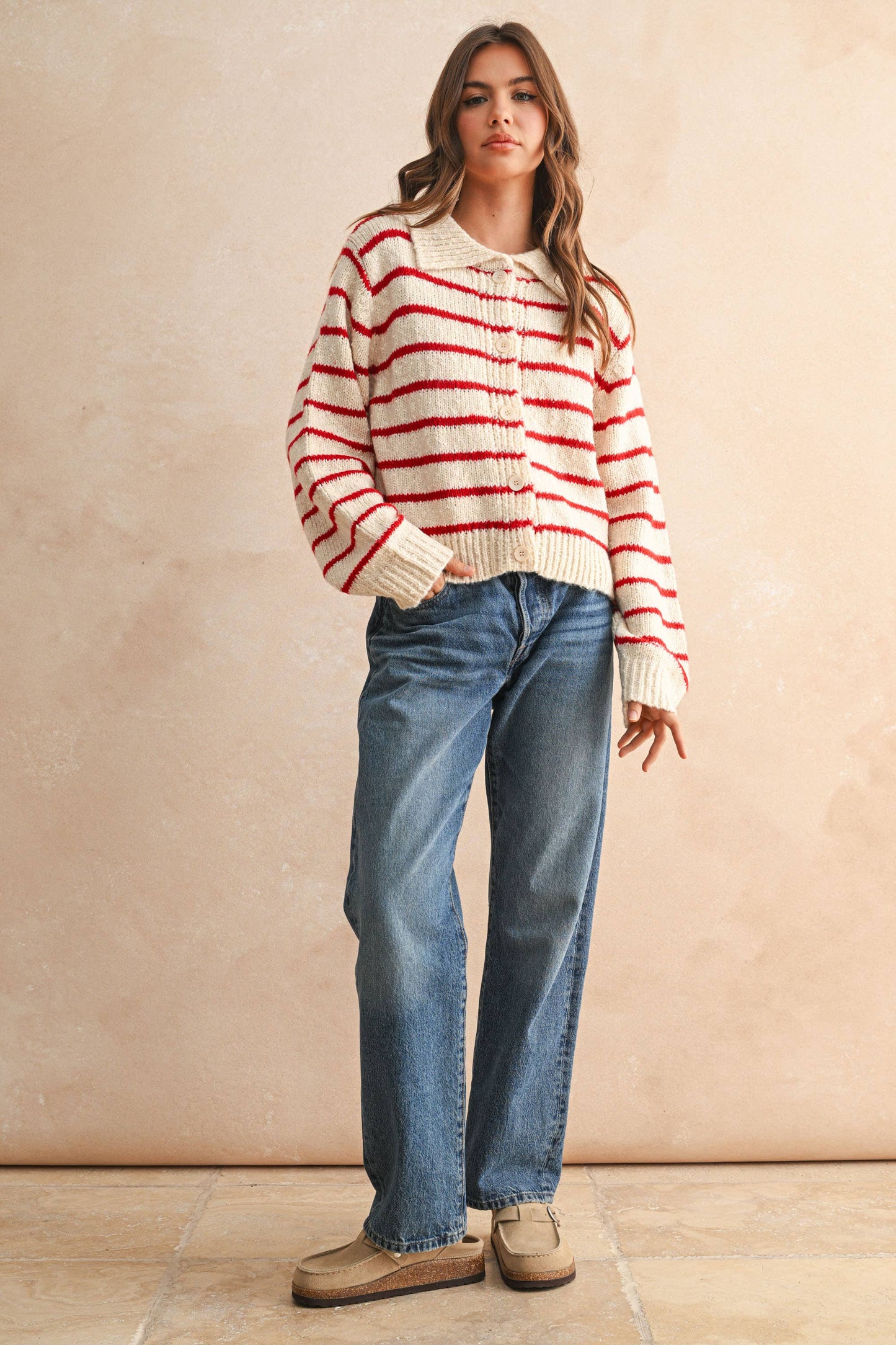 Fran Striped Button Cardigan