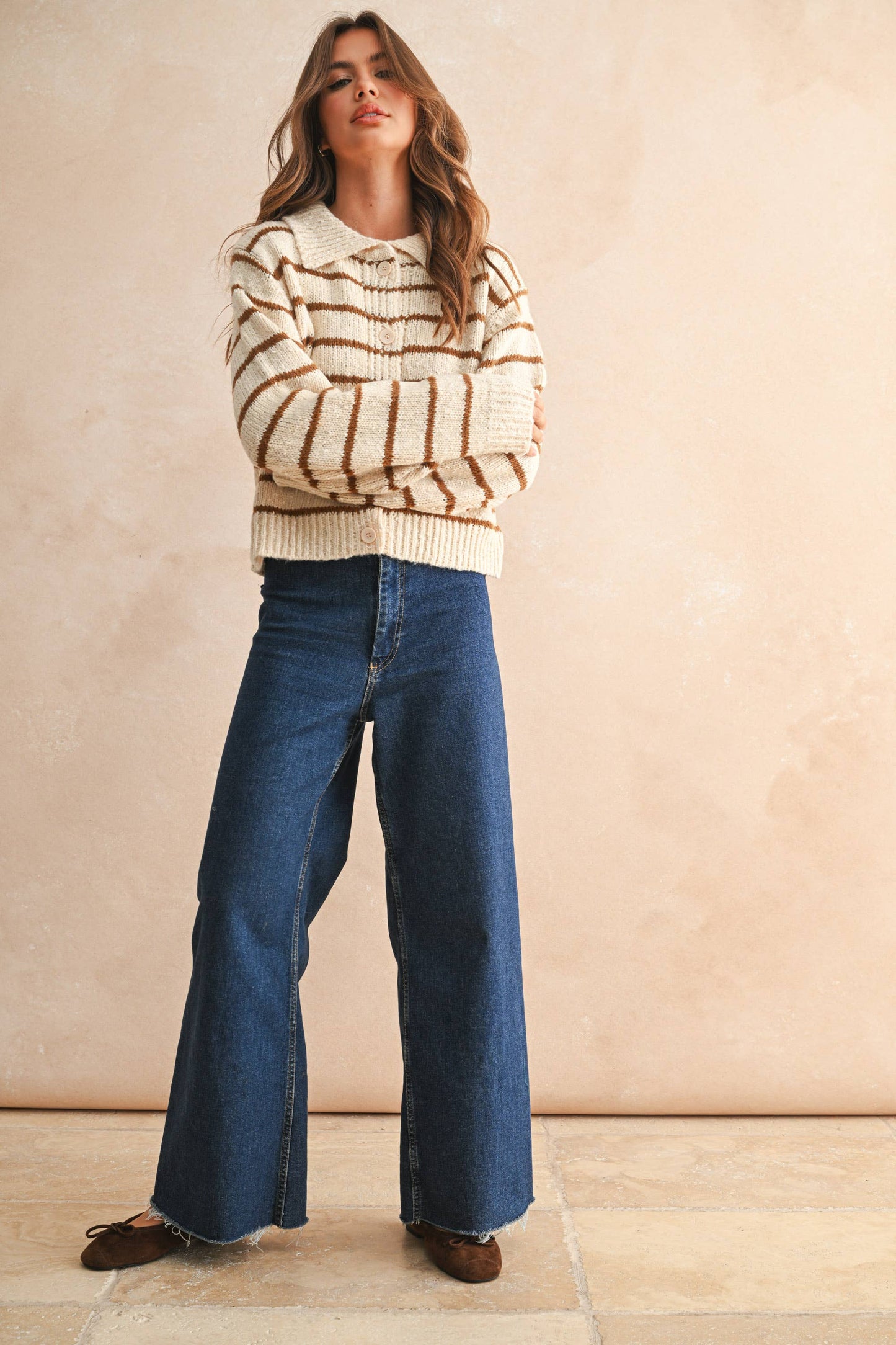 Fran Striped Button Cardigan