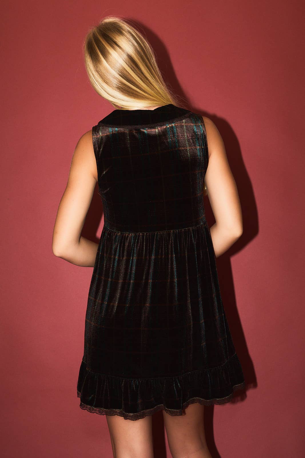 Gigi Plaid Velvet Mini Dress
