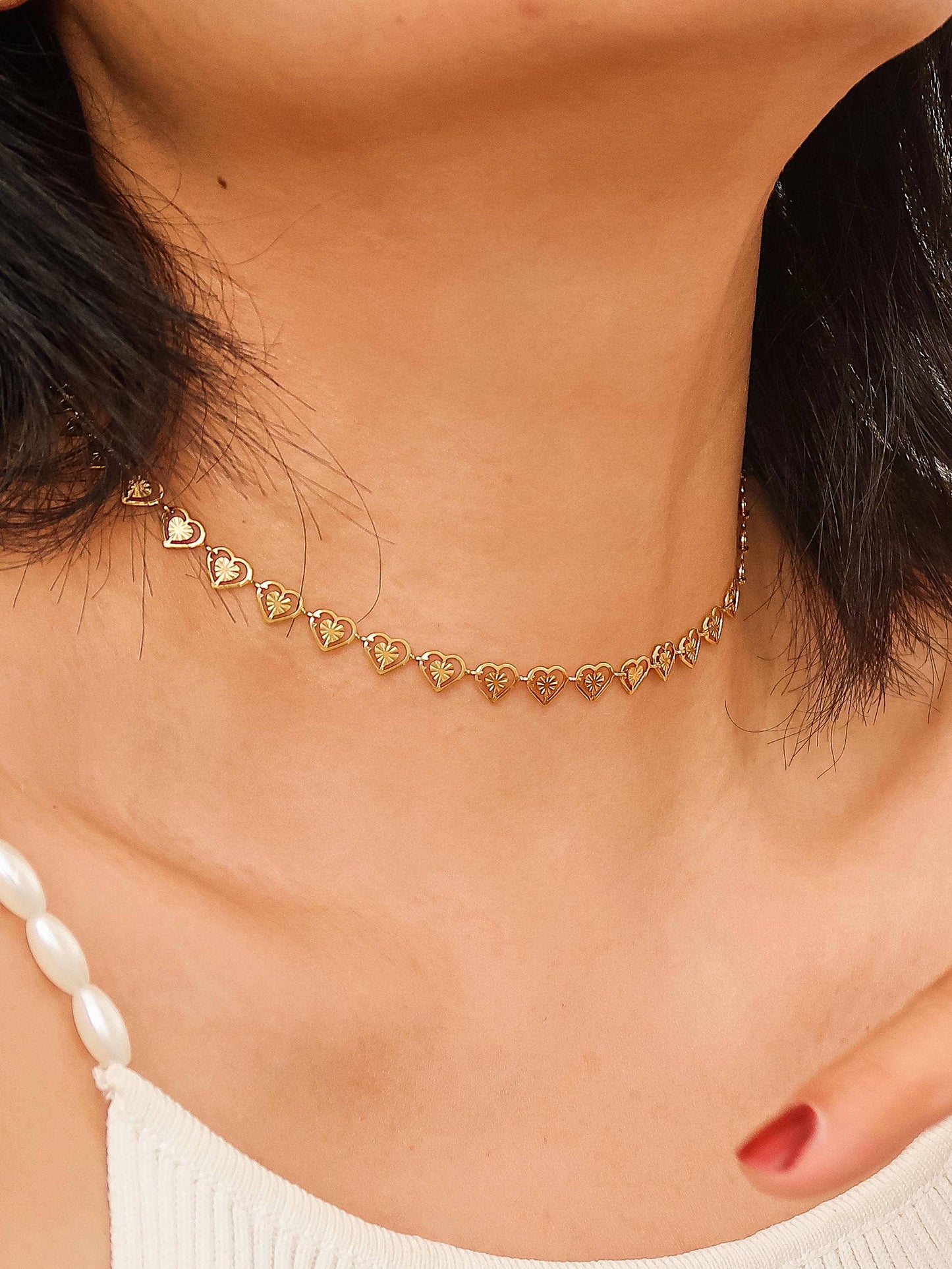 Agathe Dainty Heart Choker | Waterproof Jewelry