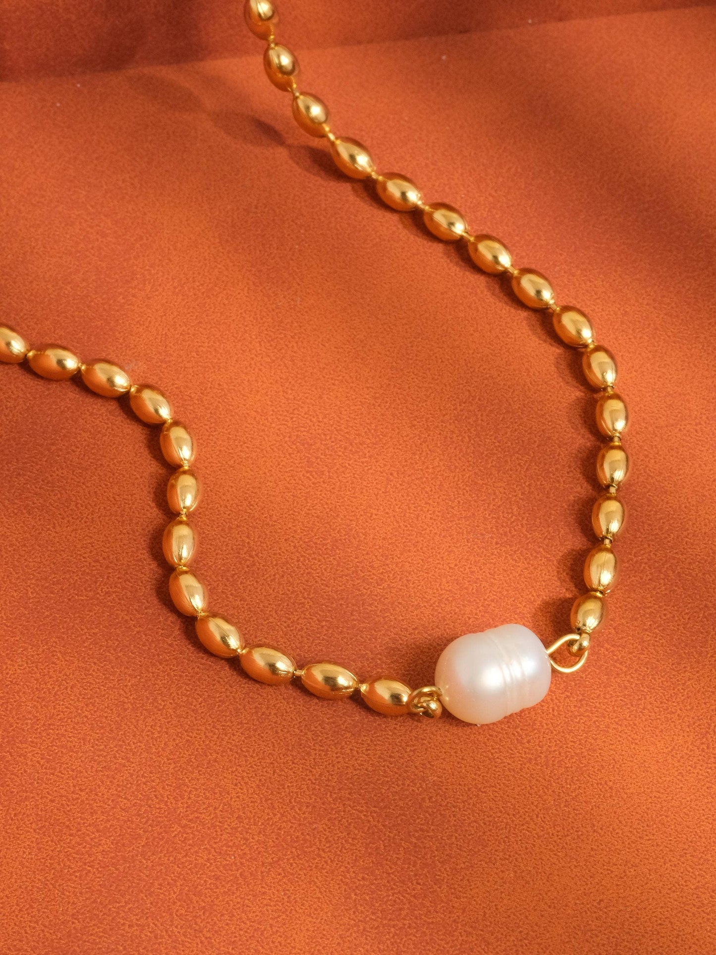 Vigne Pearl Ball Chain Necklace | Waterproof Jewelry